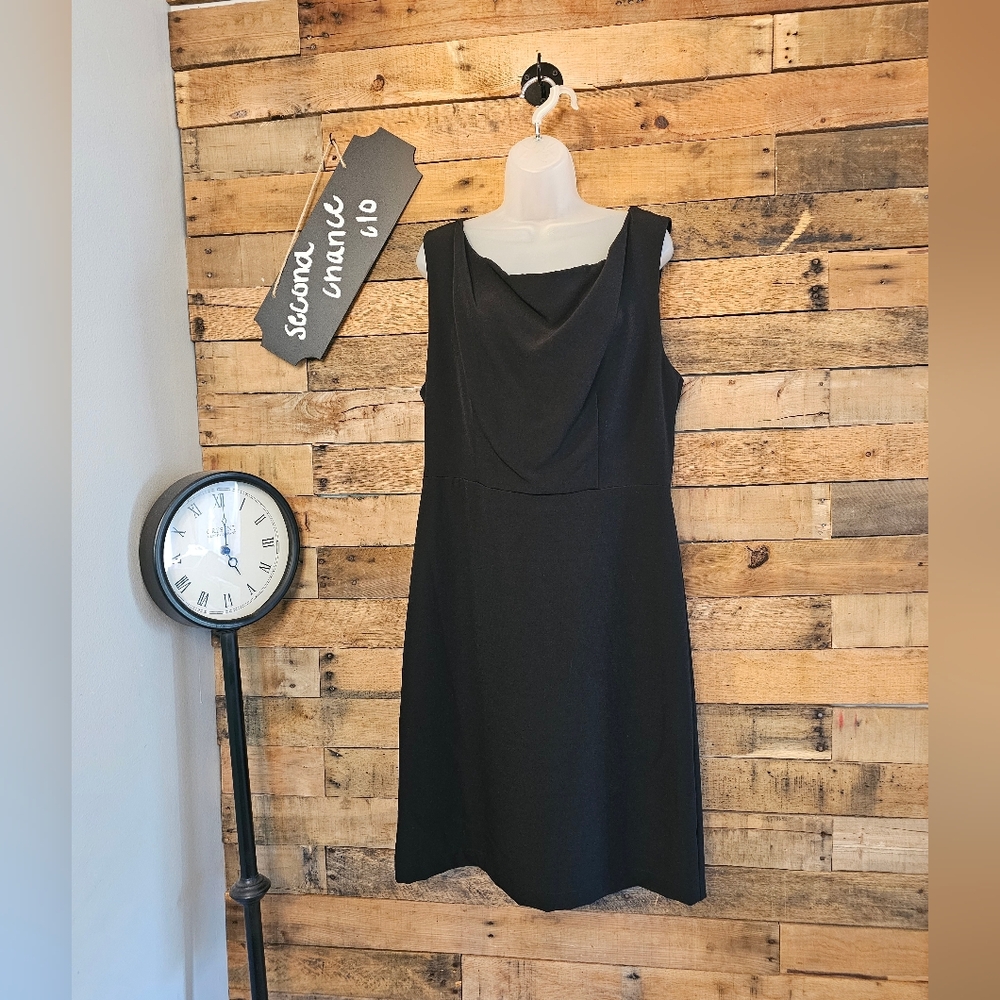 August 1 Eight Women's Little Black Dress with Drape Neckline - Size XL